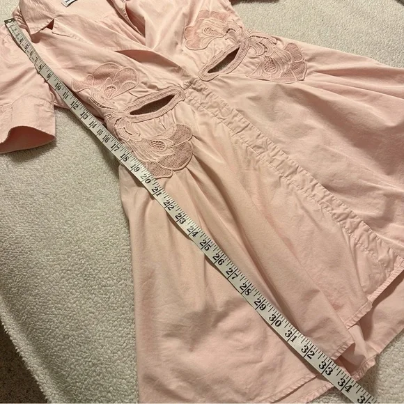 Self Portrait Pink Cutout Mini Lace Applique Trim Collared Mini Dress Mod - Picture 10 of 16